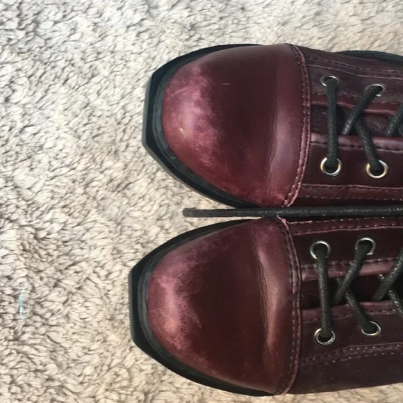 Opening Ceremony Burgundy Lace Up Boots - Picture 4 of 10